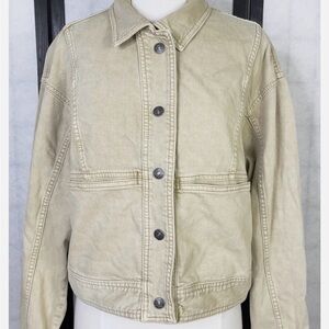 Free People We The Free Beige Oversized Denim Jacket Size XL